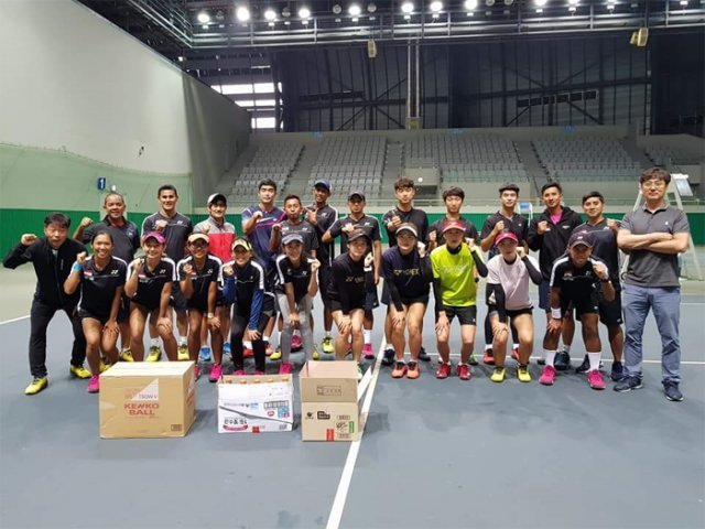 자국에서 열리는 자카르타 팔렘방 아시아경기 대비를 위해 방한한 인도네시아 정구 대표팀.