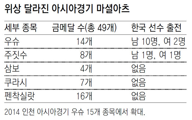 ‘마셜아츠’ 금메달 49개나 되는데… 한국은 수수방관