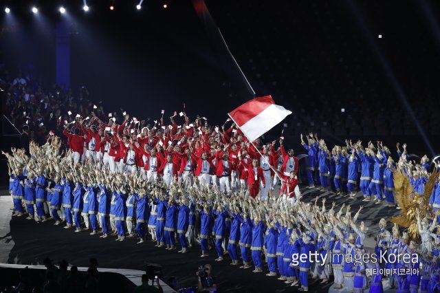 2018 자카르타-팔렘방아시안게임 인도네시아 선수단. 사진=게티이미지코리아