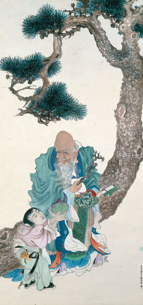 오원 장승업의 춘남극노인(春南極老人). 남극노인은 인간의 수명을 관장한다고 해, 고종의 장수를 기원하며 진상한 그림이다. 간송미술문화재단 제공