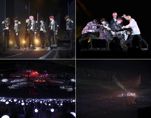 데뷔 5년 만에 서울 잠실주경기장 콘서트를 개최한 방탄소년단은 25·26일 이틀간 모두 9만 명의 관객을 동원했다. 사진제공｜빅히트엔터테인먼트
