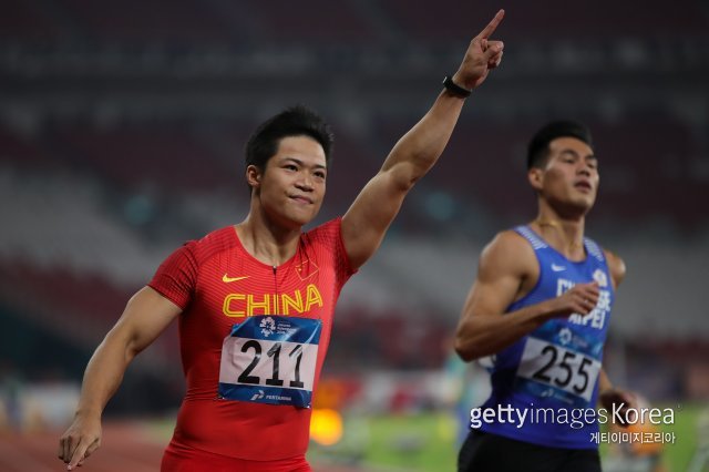 2018자카르타-팔렘방아시안게임 중국 육상대표팀 쑤빙톈(왼쪽). 사진=게티이미지코리아
