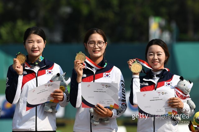 2018자카르타-팔렘방아시안게임 여자 양궁대표팀. 사진=게티이미지코리아
