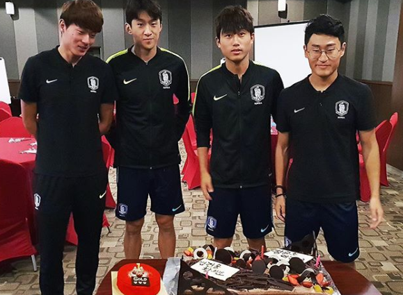 왼쪽부터 황의조, 김건웅, 장윤호, 이진현. 사진=대한축구협회 공식 인스타그램