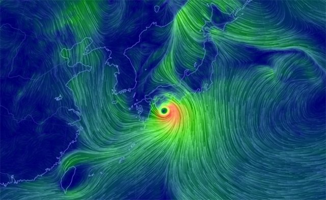 태풍 제비 정오쯤 日상륙…500mm폭우·45m/s강풍·25년 만에 ‘최강’/어스윈드맵 캡처.