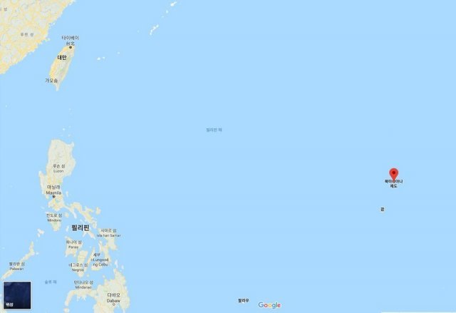 괌과 사이판은 필리핀해(혹은 서태평양)에 있는 섬이다. 타이완과 비교하면 크기가 매우 작다. (출처=구글지도)