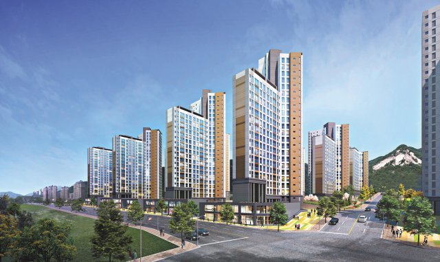 상계 신동아 파밀리에는 서울 노원구 상계동 37-16 일대에 지하 2층∼지상 25층, 21개동 규모로 실수요자 선호도가 가장 높은 전용면적 59m², 84m² 중소형 평형대의 2011채 대단지로 구성될 예정이다. 상계 신동아 파밀리에 투시도.