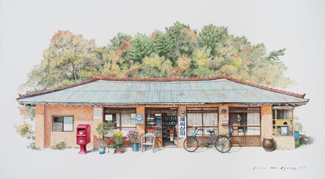 제씨상회, with a pen, use the acrylic ink on paper, 75 x 135 cm, 2018