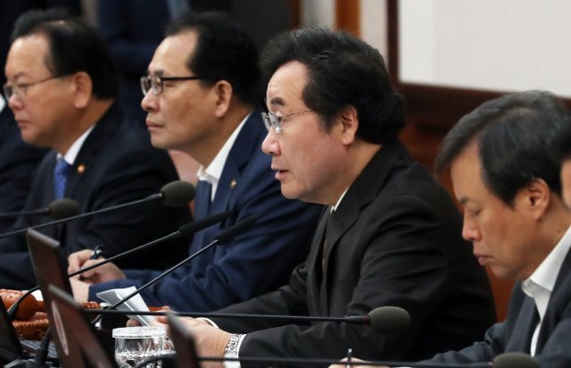 이낙연 국무총리가 2일 서울 종로구 세종로 정부서울청사에서 열린 국무회의에서 모두 발언을 하고 있다. © News1