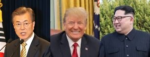 (왼쪽부터) 문재인 대통령, 트럼프 대통령, 김정은 국무위원장. 사진=동아일보 DB
