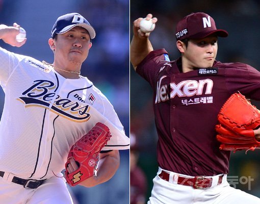 두산 이용찬(왼쪽)-넥센 최원태. 스포츠동아DB