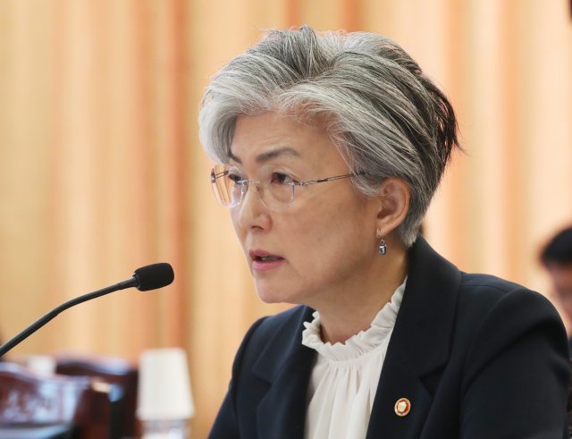 강경화 외교장관이 10일 서울 종로구 정부서울청사에서 열린 외교통일위원회 외교부, 한국국제협력단, 한국국제교류재단, 재외동포재단, 한·아프리카재단에 대한 국정감사에서 의원들의 질의에 답변하고 있다. © News1