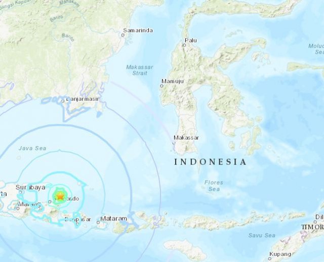 인도네시아 발리해에서 규모 6.0 지진이 발생했다. 술라웨시섬 팔루시와는 약 1000㎞ 떨어진 지점이다. © News1