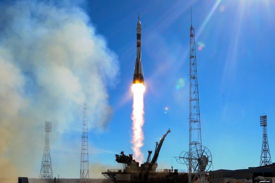 카자흐스탄 바이코누르 우주기지 러시아 소유즈 우주선 발사 현장. © News1 (자료사진)