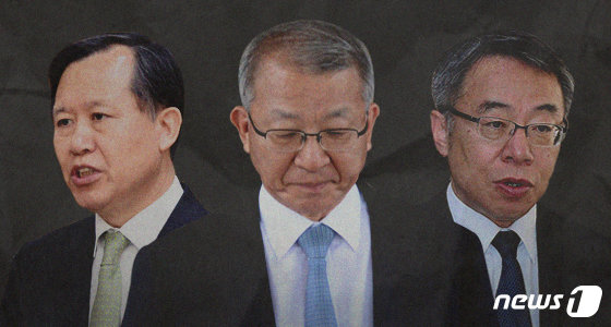 박병대 전 대법관과 양승태 전 대법원장, 임종헌 전 법원행정처 차장(왼쪽부터). © News1