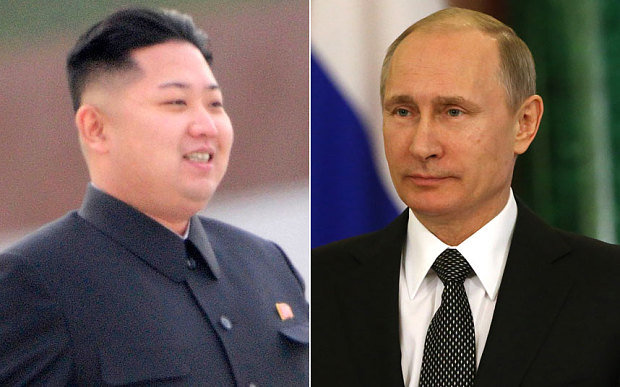 김정은 북한 국무위원장(왼쪽)과 블라디미르 푸틴 러시아 대통령.(자료사진) 2019.10.28.© AFP=뉴스1