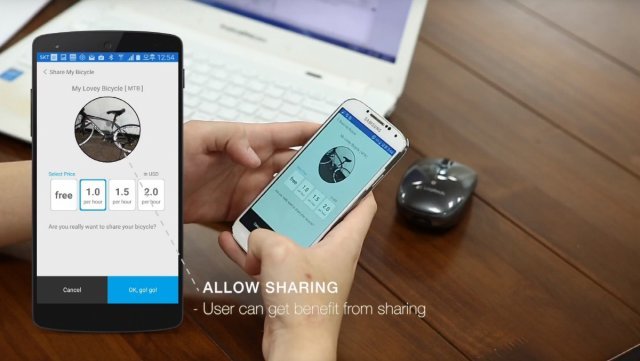 앱을 통해 자전거를 공유 신청을 받아 허락하는 모습, 출처: 셰비세비 유튜브 채널(출처=IT동아)