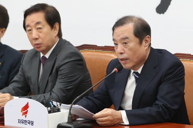 김병준 자유한국당 비상대책위원장이(오른쪽)© News1