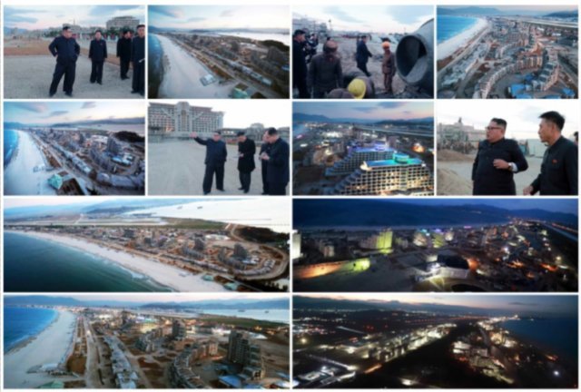 원산갈마 해안관광지구 건설현장. 1일자 북한 노동당 기관지 노동신문 2면 갈무리