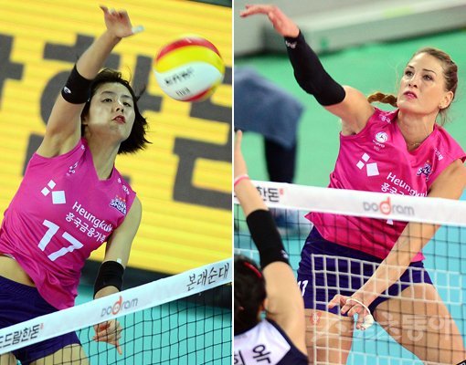 흥국생명 이재영(왼쪽)-톰시아. 스포츠동아DB