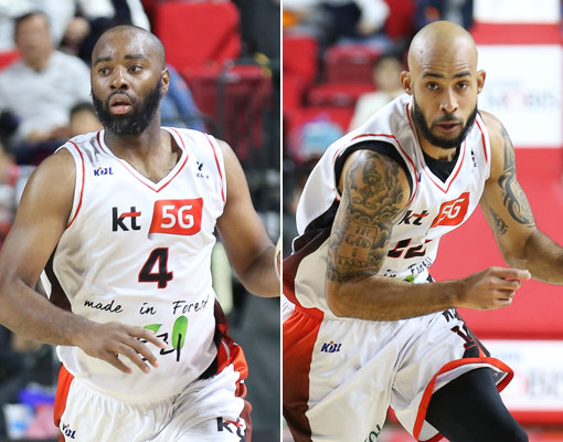 부산 KT 랜드리(왼쪽)-로건. 사진제공｜KBL