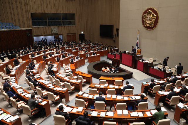 안상수 국회예산결산특별위원장이 5일 오전 서울 영등포구 여의도 국회에서 열린 국회 예산결산위원회 전체회의를 주재하고 있다. 2018.11.5/뉴스1