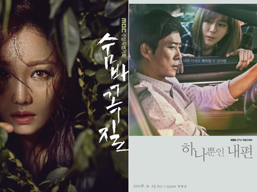 MBC 드라마 ‘숨바꼭질’(왼쪽)-KBS 2TV 드라마 ‘하나뿐인 내편’. 사진제공｜네오엔터테인먼트·KBS