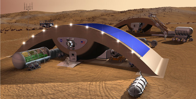 문엑스 컨스트럭션팀이 2015년 열린 미국항공우주국 (NASA)의 3DP 챌린지 1차 경연에 제출했던 화성 기지의 이미지. ⓒMoonX Construction