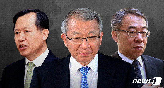 왼쪽부터 박병대 전 대법관, 양승태 전 대법원장, 임종헌 전 법원행정처 차장. © News1