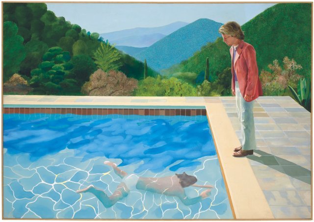 데이비드 호크니의 아크릴화 ‘예술가의 초상(Portrait of an Artist(Pool with Two Figures))’. 1972년. 사진출처 christies.com
