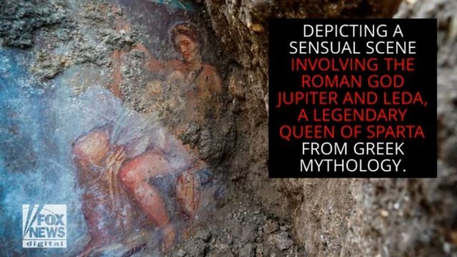 폼페이 유적지서 발견된 프레스코 벽화. (출처=美 FOX방송 캡처)