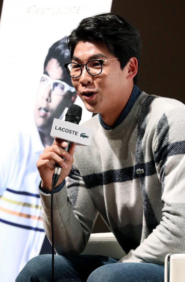 한국 테니스의 간판 정현 선수가 20일 오전 서울 강남구 논현동 빌라드베일리에서 열린 라코스테 후원선수 정현과 함께하는 팬과의 시간에서 질문에 답하고 있다. 2018.11.20/뉴스1 © News1