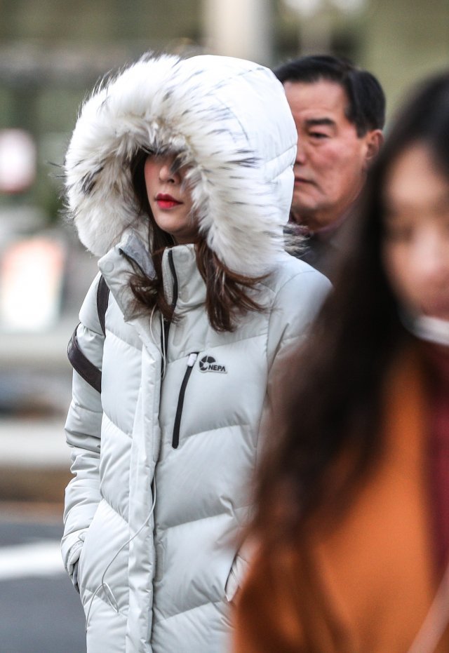 아침 기온이 크게 떨어져 올 가을 들어 가장 추운 날씨를 보인 20일 오전 서울 광화문 네거리에서 출근길 시민들이 발걸음을 재촉하고 있다. 2018.11.20/뉴스1 © News1