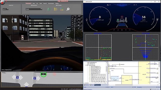폐 루프 시뮬레이션에서 자율주행 자동차를 테스트 하는 모습(출처=앤시스 블로그)