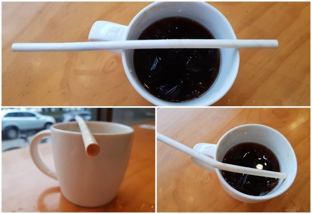 1시간동안 음료 안에 있던 종이빨대의 모습. © News1