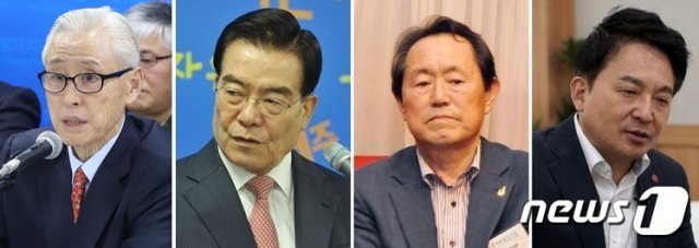 신구범(왼쪽부터)·우근민·김태환 전 지사, 원희룡 지사© News1