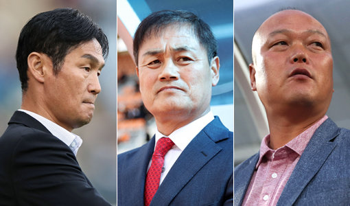 FC서울 최용수 감독-부산 아이파크 최윤겸 감독-상주 상무 김태완 감독(왼쪽부터). 사진제공｜한국프로축구연맹