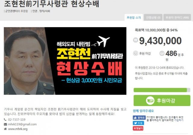 군인권센터는 4일 시민 후원금이 943만원까지 모금된 상태에서 모금을 중단했다.(군인권센터 제공)© News1