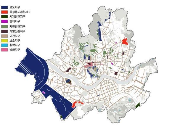 서울시 용도지구 전체 현황도(자료제공=서울시)© News1