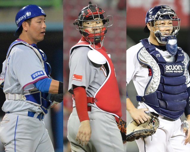 삼성 라이온즈 강민호, SK 와이번스 이재원, 두산 베어스와 FA 협상 중인 양의지.(왼쪽부터) © News1 DB