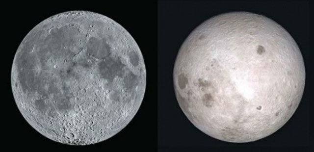 달의 앞면(왼쪽)과 뒷면(오른쪽). 달은 지구와 공전과 자전 주기가 같아 지구에서 뒷면을 볼 수 없다. 중국의 창어 4호는 달 남극 인근의 아이트켄 분지에 착륙할 예정이다. 미국항공우주국 제공