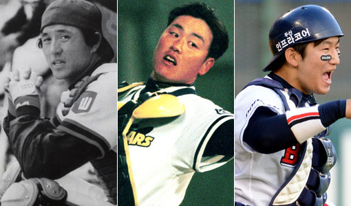 두산 베어스는 전신 OB 시절부터 ‘포수 사관학교’로 유명했다. 단순히 두산의 안방만 튼튼했던 것이 아니다. 두산을 떠나 타 팀에서 활약한 사례도 숱하다. 김경문, 진갑용, 최재훈(왼쪽부터) 등이 대표적인 예다.