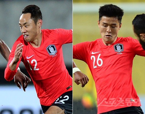 한국 남자 축구대표팀 문선민(왼쪽)-주세종. 스포츠동아DB