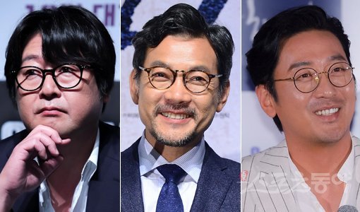 활발한 연기 활동을 벌이면서도 영화 연출까지 도전하는 ‘배우 감독’ 김윤석, 정진영, 하정우(왼쪽부터). 김윤석과 정진영은 감독 데뷔작 촬영을 마쳤고, 하정우는 시나리오 작업에 한창이다. 스포츠동아DB