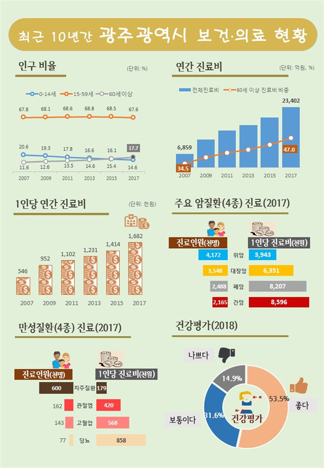 최근 10년간 광주시 보건·의료 현황. © News1