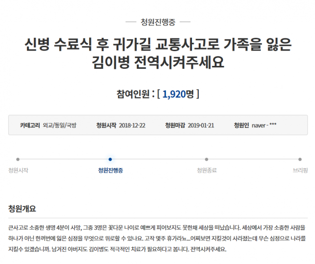 사진=청와대 국민청원 게시판