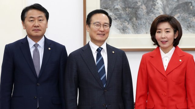 홍영표 더불어민주당·나경원 자유한국당·김관영 바른미래당 원내대표. 뉴스1 © News1