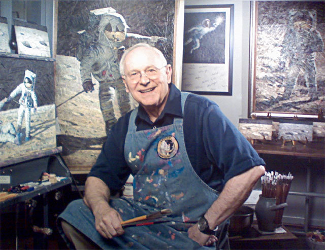 우주인 그리는 앨런 빈 네 번째로 달을 밟은 우주인 앨런 빈은 말년에 화가로 변신해 달 위에 선 우주인의 모습을 그렸다. 미국국립항공우주박물관 제공