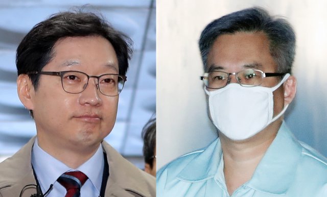 김경수 경남지사(왼쪽)와 ‘드루킹’ 김동원씨. 2018.12.7/뉴스1 © News1