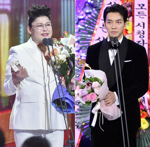 KBS·MBC 연예대상을 거머쥔 이영자(왼쪽)와 SBS 연예대상의 주인공 이승기는 2018년을 지난 2019년 새해 또 다른 흐름을 주도할 대표적인 예능 스타이다. 사진제공｜MBC·SBS
